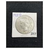 1922 D Peace Silver Dollar Coin