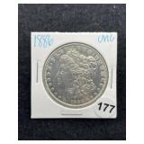 1886 UNC Morgan Silver Dollar Coin