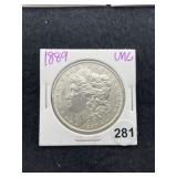 1889 UNC Morgan Silver Dollar Coin