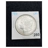 1900 UNC Morgan Silver Dollar Coin