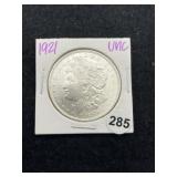 1921 UNC Morgan Silver Dollar Coin