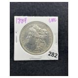 1889 UNC Morgan Silver Dollar Coin