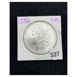 1886 UNC Morgan Silver Dollar Coin