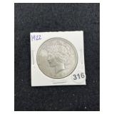 1922 Peace Silver Dollar Coin