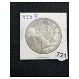 1923 D Peace Silver Dollar Coin