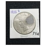 1922 S Peace Silver Dollar Coin