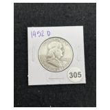 1952 D Franklin Half Dollar Silver Coin