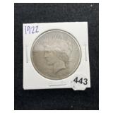 1922 Peace Silver Dollar Coin