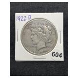 1922 D Peace Silver Dollar Coin