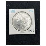 1889 UNC Morgan Silver Dollar Coin