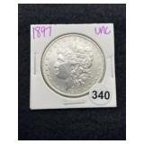 1897 UNC Morgan Silver Dollar Coin