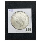 1922 Peace Silver Dollar Coin