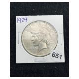 1924 Peace Silver Dollar Coin