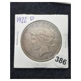 1922 D Peace Silver Dollar Coin