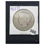 1922 Peace Silver Dollar Coin