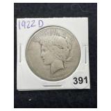 1922 D Peace Silver Dollar Coin