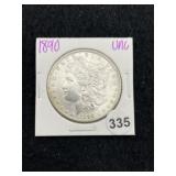 1890 UNC Morgan Silver Dollar Coin