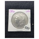 1896 UNC Morgan Silver Dollar Coin