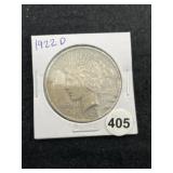 1922 D Peace Silver Dollar Coin