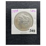 1889 UNC Morgan Silver Dollar Coin