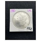 1880 UNC Morgan Silver Dollar Coin