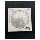 1881 UNC Morgan Silver Dollar Coin