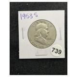 1953 S Franklin Half Dollar Silver Coin