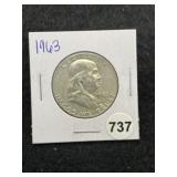 1963 Franklin Half Dollar Silver Coin