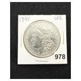 1891 UNC Morgan Silver Dollar Coin