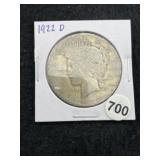 1922 D Peace Silver Dollar Coin