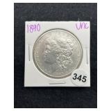 1890 UNC Morgan Silver Dollar Coin