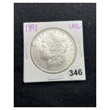 1891 UNC Morgan Silver Dollar Coin