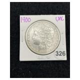 1900 UNC Morgan Silver Dollar Coin