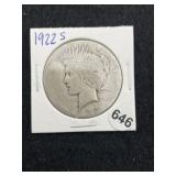 1922 S Peace Silver Dollar Coin
