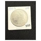 1897 S UNC Morgan Silver Dollar Coin