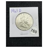 1963 D Franklin Half Dollar Silver Coin