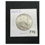 1959 D Franklin Half Dollar Silver Coin