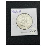 1963 D Franklin Half Dollar Silver Coin