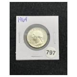 1964 Washington Silver Quarter Coin