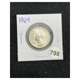 1964 Washington Silver Quarter Coin