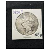 1922 S Peace Silver Dollar Coin