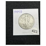1944 D Walking Liberty Half Dollar Silver Coin