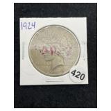 1924 Peace Silver Dollar Coin