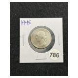 1945 Washington Silver Quarter Coin