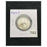 1964 D Washington Silver Quarter Coin