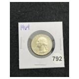 1964 Washington Silver Quarter Coin