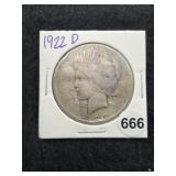 1922 D Peace Silver Dollar Coin