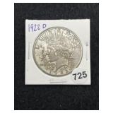 1922 D Peace Silver Dollar Coin