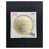 1890 UNC Morgan Silver Dollar Coin