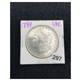 1889 UNC Morgan Silver Dollar Coin